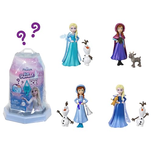Disney Frozen - Mini Bambole Ice Reveal, Con Ghiaccio Gel E 6 Accessori A Sopresa Da Scoprire, Un Personaggio Amico Incluso, Giocattolo Per Bambini, 3