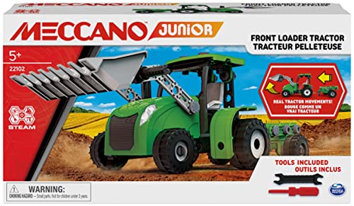 Meccano Junior, Trattore Con Ruspa, Costruzioni Per Bambini, 114 Pezzi In Plastica, Giocattoli Per Bambini Dai 5 Anni In Su