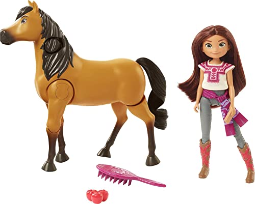 Spirit - Il Ribelle Lucky E Spirit All'Avventura Con Cavallo Articolato Con Lunga Coda Da Spazzolare E Accessori, Giocattolo Per Bambini 3+Anni, Multi