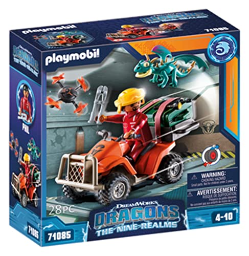 Playmobil Dreamworks Dragons 71085 Dragons, The Nine Realms, Icaris Quad & Phil, Personaggio Di Dragons, Drago Giocattolo E Quad, Giocattolo Per Bambi