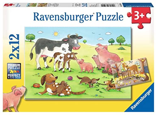 Ravensburger Famiglie Animali - Puzzle 2X12 Pezzi
