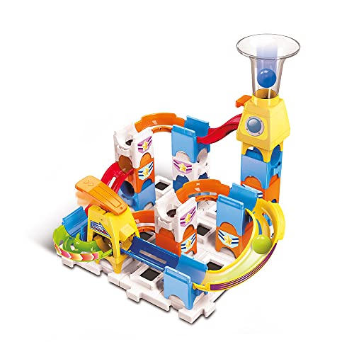 Vtech Marble Rush - Discovery Set, Pista Per Biglie Con 30 Pezzi, 3 Marblebiglie Incluse, Lanciatore E Area Di Lancio, Molti Passaggi Segreti E Bivi,