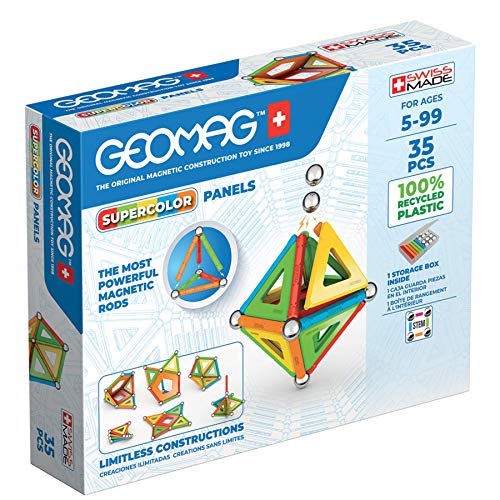 Geomag - Supercolor Magnetic Constructions For Kids, Magnetic Toy, Green Collection 100% Recycled Plastic, 35 Pieces