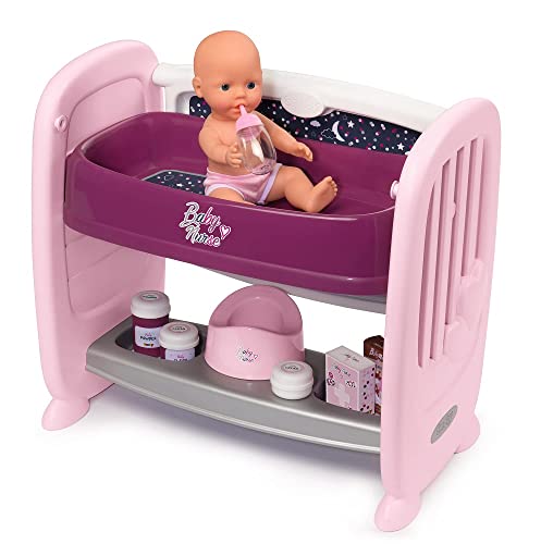 Smoby Baby Nurse Nursery Next To Me (Culla E Fasciatoio) Con Tre Differenti Altezze, 8 Accessori Inclusi