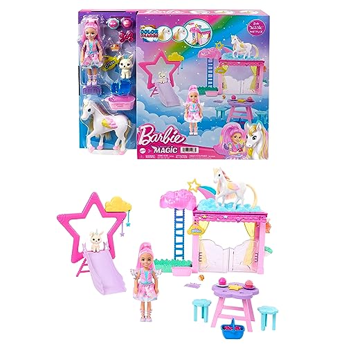 Barbie - Playset Chelsea Un Tocco Di Magia, Set Con Stalla, 1 Bambola Chelsea, Unicorno Pegaso, 1 Coniglietto E Tanti Accessori, Giocattolo Per Bambin