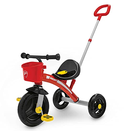 Chicco Triciclo Bambini U-Go Ducati, Con Due Modalità Di Utilizzo, Triciclo Bimba E Bimbo Con Manico Telescopico Ad Altezza Regolabile, Cintuse Di Sic