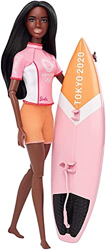 Barbie- Carriere Giochi Olimpici Tokyo 2020, Bambola Surfista Con Accessori Giocattolo Per Bambini 3+ Anni, Gjl76