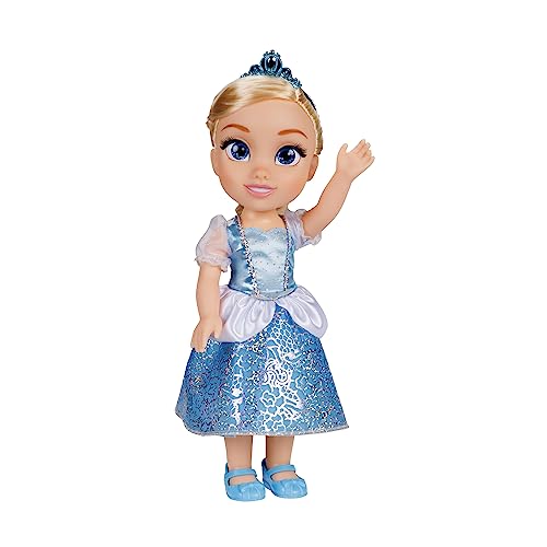 Disney Princess – Bambola 38 Cm Di Cenerentola, Con I Suoi Abiti Iconici Arricchiti Da Dettagli Glitterati, Tiara Scintillante E Scarpette Coordinate,