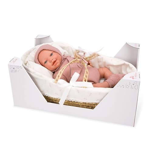 Arias Bambola Reborn 45 Cm Avana Con Cesto In Vimini, 98122