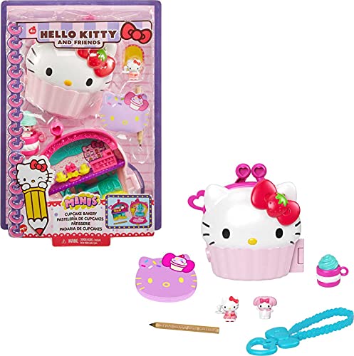 Hello Kitty Cofanetto Caffetteria Dolci Pasticcini Con 2 Mini Personaggi, Blocco Per Appunti E Accessori, Giocattolo Per Bambini 3+Anni,Gvb30