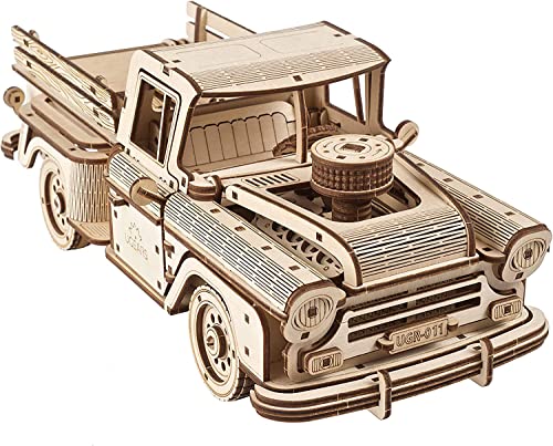 Ugears Kit Modellino Auto Da Costruire - Classico Pickup Lumberjack Anni 1950 Puzzle 3D In Legno - Modellismo Per Adulti - Puzzle In Legno Per Adulti