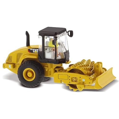 Caterpillar- Diecast Masters 85247-Rullo Tamburo A Piede Piatto, Scala 1:87, Circa 7,3 X 2,5 X 3,8 Cm, Dai 14 Anni In Su, Colore Yellow, 85247