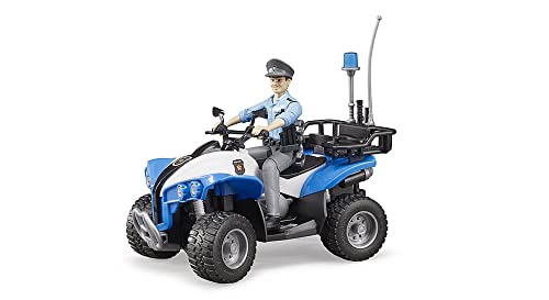 Bruder 63010 - Quad Della Polizia Con Poliziotto Ed Equipaggiamento, Veicolo Fuoristrada, Veicolo Di Soccorso