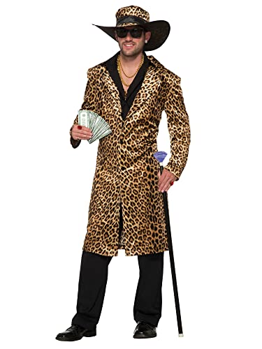 Bristol Novelty 78886 Party Supplies Costume Personaggio Funky Leopard Pimp Giacca E Cappello, Come Mostrato, Petto 107-112 Cm