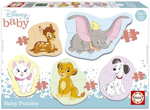 Educa - Animales Disney All Other 5 Puzzles Orogresivos De 3 A 5 Piezas, Multicolore, 18591