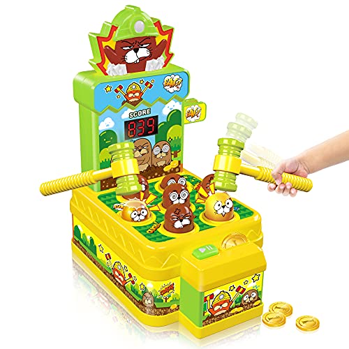 Vatos Acchiappa La Talpa,Mini-Giocattolo Elettronico Arcade Fornito Di Monete E Di 2 Martelli, Interattivo Per Bambini Di Età Compresa Tra 3-6 Anni
