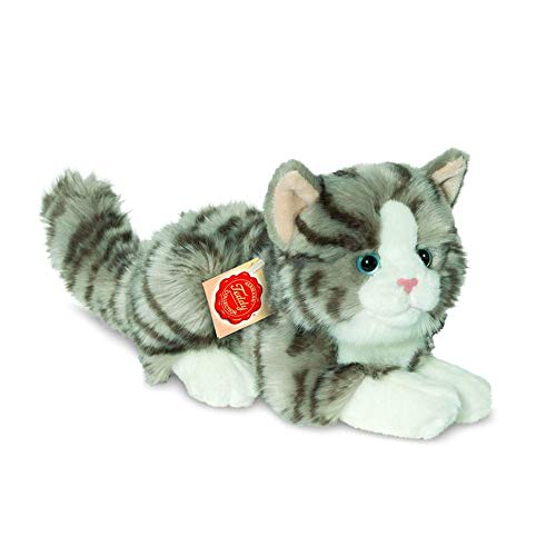 Hermann Teddy Collection 906919 20 Cm Grigio Gatto Sdraiato Peluche