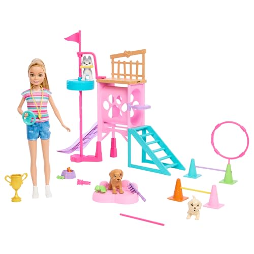 Barbie - Percorso A Ostacoli Per Cuccioli, Playset Parco Giochi Con Bambola Stacie, 3 Cuccioli E 20+ Accessori Inclusi, Dal Film And Stacie To The Res