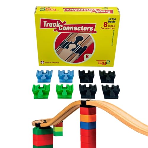 Toy2 Basic Kit Di Costruzione | 8 Connettori Per Binario Da Treno Giocattoli Compatibili Con Brio & Lego Duplo | Kit Con Connettori Per Binari | Set D