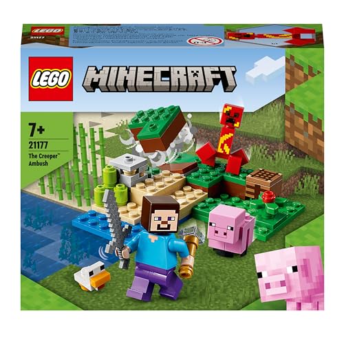 Lego Minecraft L'Agguato Del Creeper, Mattoncini Da Costruzione Con Steve E 2 Minifigure, Giochi Per Bambini 7+ Anni 21177