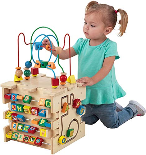Kidkraft Cubo Di Abilità Motorie In Legno Deluxe Per Bambini, Cubo Di Attività, Labirinto Di Perline, Gioco Di Smistamento Multiattivita, Giochi Educa