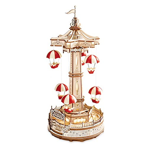Robotime Paracadute, Colore Legno, Rosso, Bianco, 14 X 14 X 30Cm, Ea01