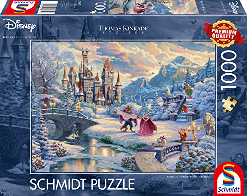 Schmidt , Thomas Kinkade: Disney Beauty & The Beast Winter Enchantment Puzzle - 1000Pc , Puzzle , Ages 12+ , 1 Players