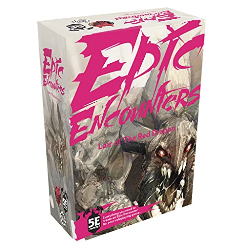 Epic Encounters: Lair Of The Red Dragon Rpg Fantasy Gioco Di Ruolo Da Tavolo Con Enorme Miniatura Boss, Tappetino Da Gioco A Doppia Faccia E Libro Di