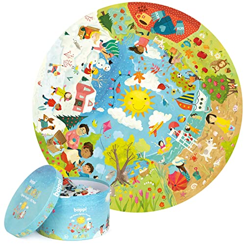 Puzzle Le 4 Stagioni Per Bambini Da 5 A 8 Anni 150 Pezzi - Giochi Educativi 4 Anni Da Tavolo - Puzzle Rotondo Con Porta Puzzle Diametro 58Cm Ecofriend
