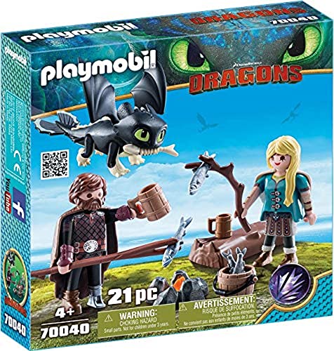 Playmobil Dragons 70040, Hiccup E Astrid Con Baby Dragon