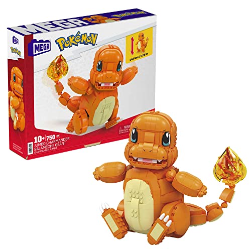 Mega Pokémon - Charmander Gigante Set Di Costruzioni Con 750 Mattoncini E Pezzi Compatibili, Una Poké Ball E L'Iconica Coda Fiammante Di Charmander, G