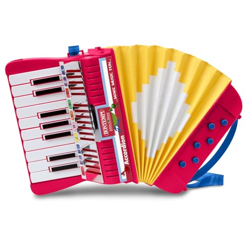 Bontempi- Strapsharmony-Fisarmonica A 17 Tasti Con Tracolla Per Un'Esperienza Musicale Libera E Coinvolgente, 210X120X210 Mm, Colore Rosso E Giallo, 3