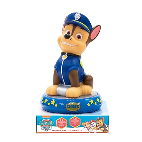 Kids Euroswan- Lampara Lampada Notturna Paw Patrol Figura 3D Chase, Multicolore, Pw19761