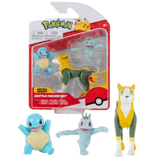 Pokemon Personaggi 5-8 Cm, 3-Pack – Boltund Machop & Squirtle – Giochi Nuovo 2022 – Figurine Action Figure - Licenza Ufficiale Giocattoli