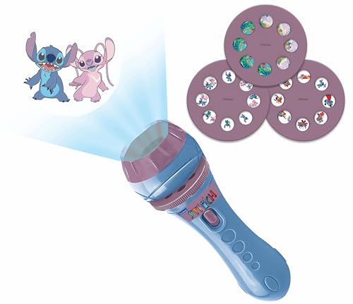 Lexibook - Projecteur A Histoires 2 En 1 Et Lampe Torche Disney Stitch (3 Disques - 24 Images Inclus) - Bleu - Ltc050D