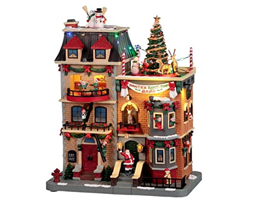 Lemax- Santa 25861-Uk Wonderland Sights & Sounds: Santa'S Rooftop Bash, Multicolore