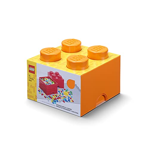 Lego Brick Mattoncino Bottoncini,Contenitore Impilabile Litri, Arancione, Acciaio Inossidabile, Verde, One Size