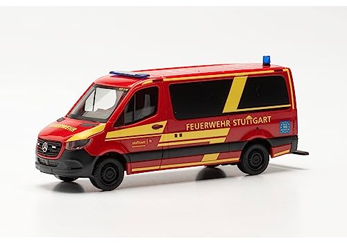 Herpa Modello Di Auto Mercedes-Benz Sprinter '18 Bus Tetto Piatto Vigili Del Fuoco Di Stoccarda, In Scala 1:87, Pezzo Da Collezione, Modello Tedesco,