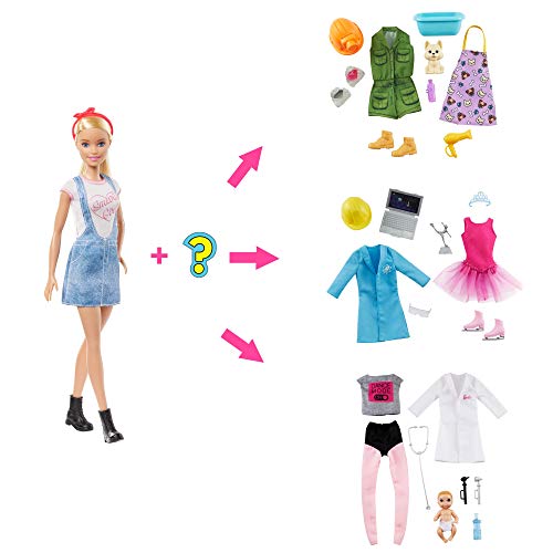 Barbie Carriere A Sorpresa Bambola E 2 Outfit Ingegnere E Pattinatrice, Giocattolo Per Bambini 3+ Anni, Glh62