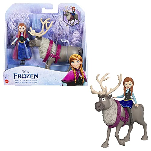 Disney Frozen - Bambola Di Anna Snodata E Renna Sven Ispirati Al Film Disney Frozen, Giocattolo E Regalo Per Bambini 3+ Anni, Hlx03