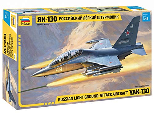 Zvezda 500784821-Modellino Di Costruzione, Scala 1:48 Yak-130, Colore Non Laccato, 4821