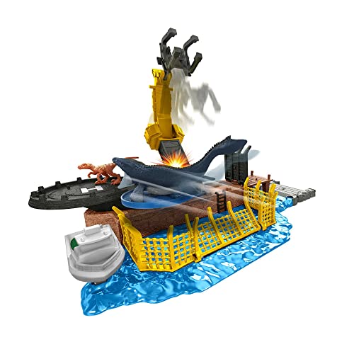 Jurassic World - Minis Playset Mosasaurus Mayhem Playset, Giocattolo Per Bambini 4+ Anni, Hff11