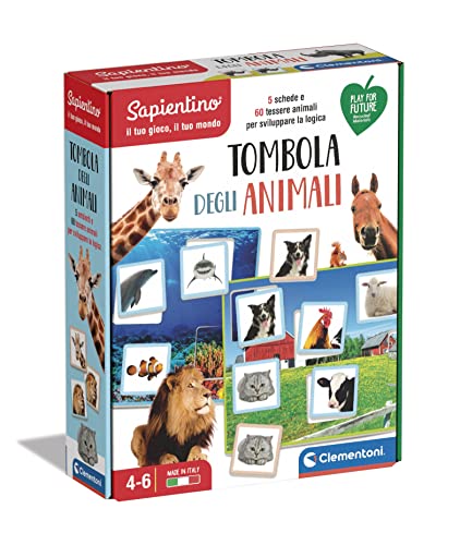 Clementoni - 16143 - Sapientino - Tombola Degli Animali - Gioco Tombola Con Tessere Illustrate - Gioco Educativo 5 Anni - Gioco Da Tavolo - Made In It