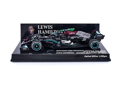 Minichamps 410212044 Mercedes-Amg Petronas Formula One Team W12 E Performance-Hamilton-1St Brazilian Gp 2021 W/Flag Auto In Miniatura Da Collezione, M