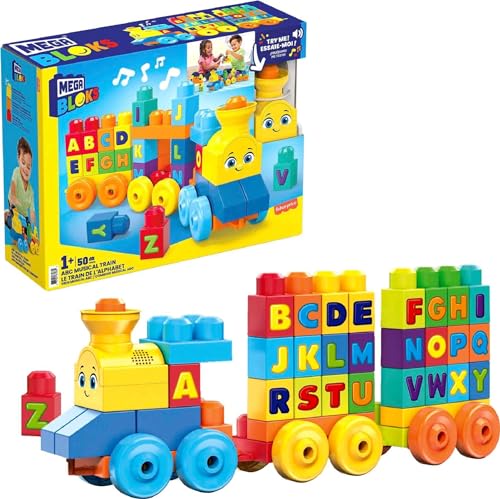 Mega Bloks - Impara Con Il Treno, Trenino Con Blocchi Dell'Alfabeto Per Imparare Le Lettere E Suoni Realistici, Giocattolo Per Bambini 1+ Anni, Fwk22