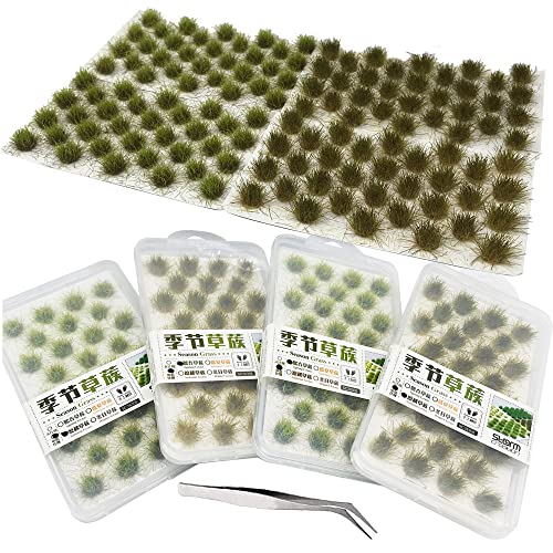 Cayway 128 Pz Ciuffo Di Erba Statica Erba Statica Ciuffo, Albero Modello Erba Sacchetto Lichene Verde, Artificiali Falso Muschio E Pinzette Per La Fer