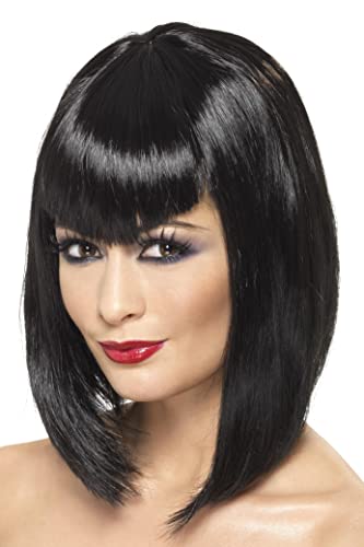 Vamp Wig, Black, Short With Fringe