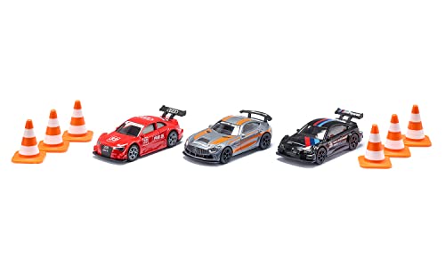 Siku 6331, Set Regalo Da Gara, Mercedes-Amg Gt4, Audi Rs 5 Racing E Bmw M4, Inclusi 6 Coni, Auto Giocattolo, Metallo E Plastica, Multicolore, Con Cerc