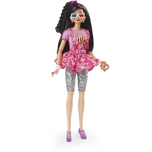 Barbie Signature Rewind Serata Cinema Anni '80, Bambola Da Collezione Effetto Nostalgia, Con Capelli Neri, Abiti E Accessori, Giocattolo Per Bambini,