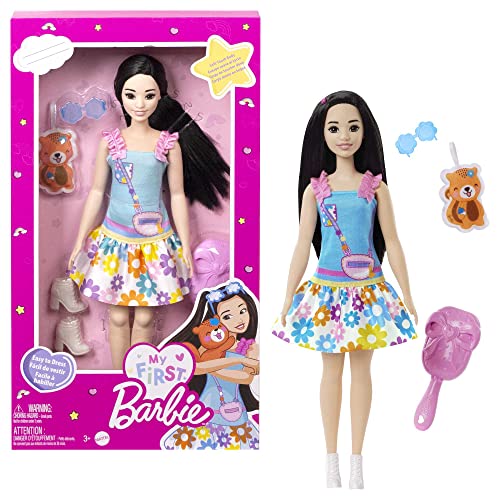 Barbie - La Mia Prima Barbie, Giocattolo Per Bambini 3+ Anni, Bambola Alta 34 Cm Con Busto Morbido E Arti Snodati, Con Abito Blu E Borsetta, Accessori